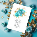 Search for aqua and gold wedding invitations Blue