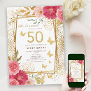 Search for pink gold 50th birthday invitations Shhh its a surprise