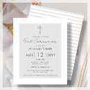 Search for grey first communion invitations Gold cross