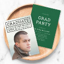 Search for black and white stripe graduation invitations Green