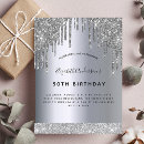 Search for silver birthday invitations Glitter