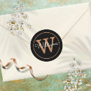 Search for black and gold monogram stickers Script