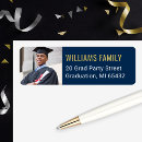 Search for blue and gold graduation return address labels Modern