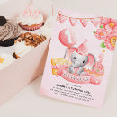 Search for elephant 1st birthday invitations Girl