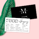 Search for food business cards Black and white