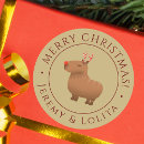 Search for funny christmas stickers Capybara