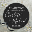 Search for black thank you wedding stickers Black and white