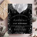 Search for silver birthday invitations Glitter
