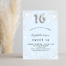 Search for blue and silver sweet 16 invitations 16th sixteenth birthday party