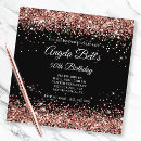 Search for rose gold and black birthday invitations Glitter