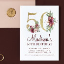 Search for burgundy 50th birthday invitations Red