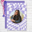 Search for purple and white graduation invitations High school graduate