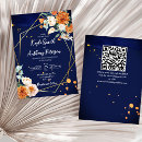 Search for navy blue and burnt orange wedding invitations Elegant