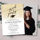 Search for black graduation invitations Gold glitter