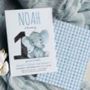 Search for blue elephant birthday invitations Safari animals