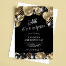 Search for gold black balloons invitations Script typography