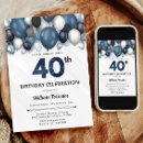 Search for silver 40th birthday invitations Blue