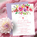 Search for pink and purple first communion invitations Cross