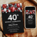 Search for red and black 40th birthday invitations Modern
