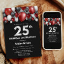 Search for black red grey birthday invitations Modern