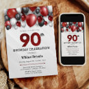 Search for red 90th birthday invitations Milestone