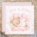 Search for bear birth announcement cards Pink
