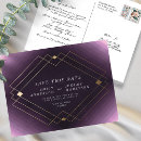 Search for purple and gold save the date postcards For her