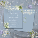 Search for rustic dusty blue wedding invitations String lights