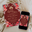 Search for red rose quinceanera invitations Princess