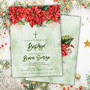 Search for christmas christening invitations Poinsettia