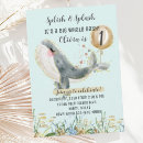 Search for whale 1st birthday invitations Girl