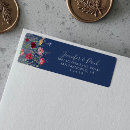 Search for red and blue wedding return address labels For her