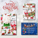 Search for elves wrapping paper Santa
