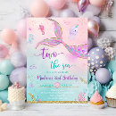 Search for mermaid 2nd birthday invitations Mermaid pool party