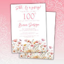 Search for surprise 100th birthday invitations Floral