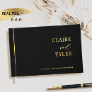 Search for black gold wedding guest books Typography