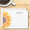 Search for watercolor flower note cards Sunflower