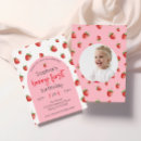 Search for strawberry 1st birthday invitations Girl