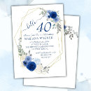 Search for chic 40th birthday invitations Navy blue