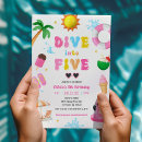 Search for dive into five birthday invitations Summer pool party