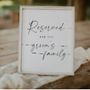Search for reserved for the grooms family wedding signs Script