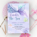 Search for little mermaid 1st birthday invitations Watercolor