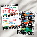 Search for red truck birthday invitations Monster truck bash