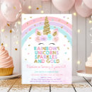 Search for gold unicorn birthday invitations Magical day birthday