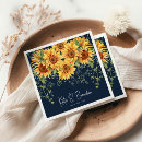 Search for sunflower wedding napkins Navy blue and yellow