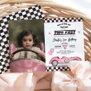 Search for pink race car invitations Growing up two fast