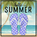 Search for floral flipflops Blue and white