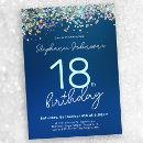 Search for blue 18th birthday invitations Glam