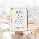 Search for blue table cards Number