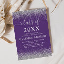 Search for purple and silver graduation invitations High school